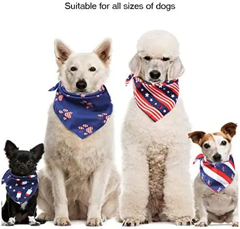 

4 Pack American Flag Dog Bandanas 4th of July Bandannas Independence Day Reversible Bandana Triangle Bibs Scarf Accessories