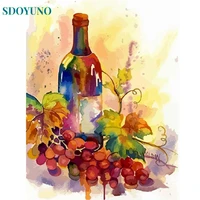 sdoyuno 60x75cm diy frame oil picture by numbers wine handpainted with acrylic paint on canvas home wall painting decor set