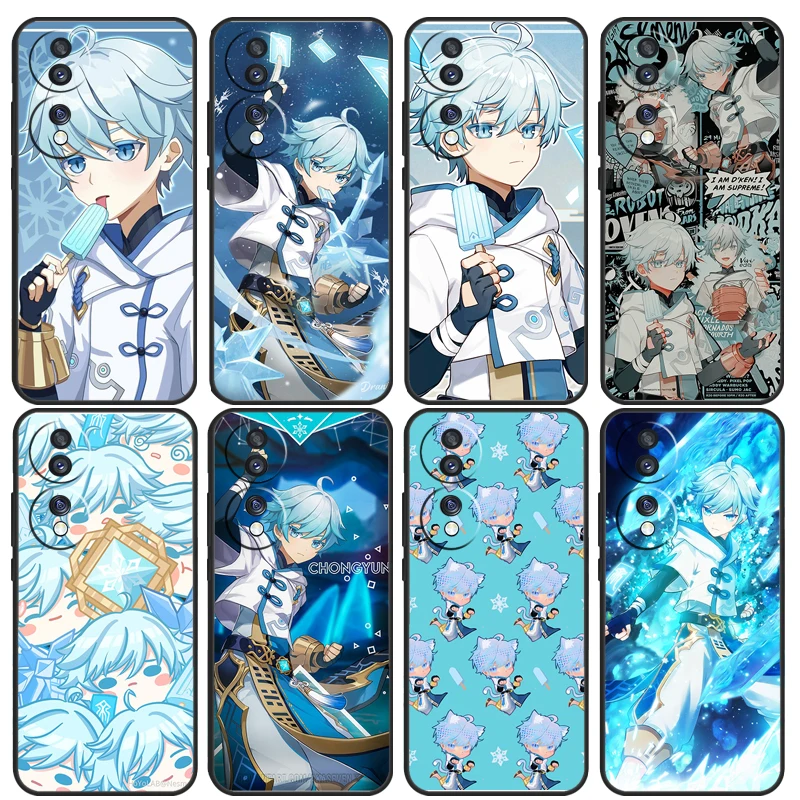 Чехол Genshin Impact Chongyun для Huawei Honor 70 50 X7 X8 X9 P Smart 2019 Nova 5T P20 P30 P40 Lite P50 Pro Fundas