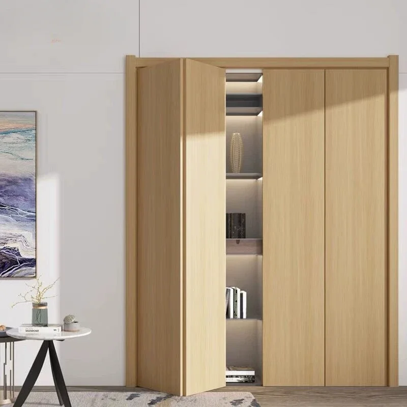 Настраиваемая складная дверь для кухни деревянная ванная комната плоская