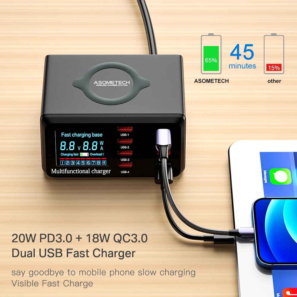100w multi usb charger hub quick charge 3 type c pd fast charger wireless charger usb charging station for iphone 13 12 x xiaomi free global shipping