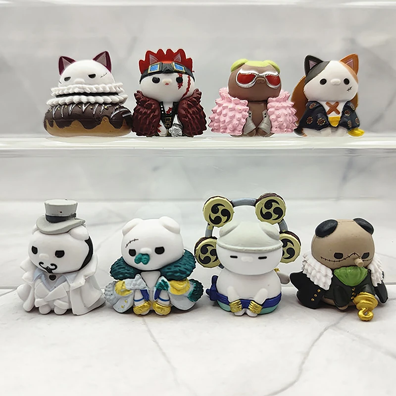 

8Pcs One Piece Anime Figurines Kawaii Cat Cosplay Enel Rob Lucci Sir Crocodile PVC Collectible Figure Toys Gift