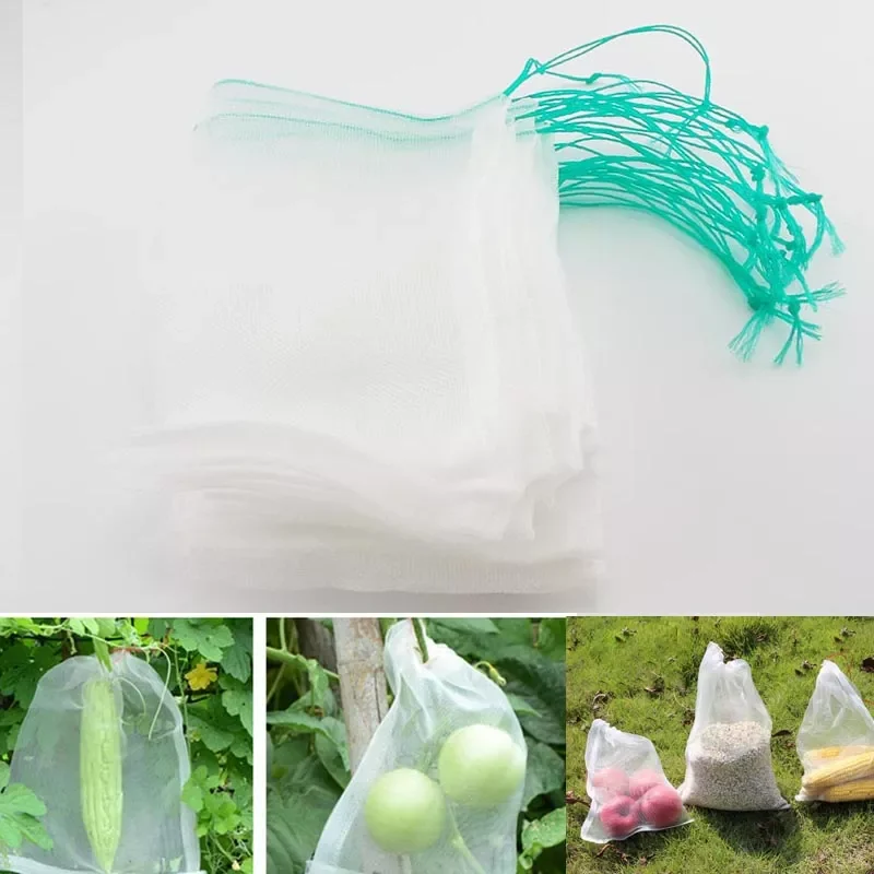 

10x Reusable Food Fruit Nylon protection home Kitchen Storage Bags Mosquito Barrier Cover net Filter Bag Mesh pot Vegetable