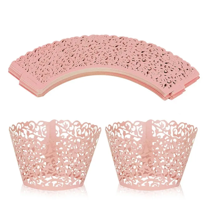 12PCS Lace Hollow Cupcake Wrappers For Wedding Birthday Party Cake Decoration Baby Supplies Muffin Paper Cups Cases - купить по