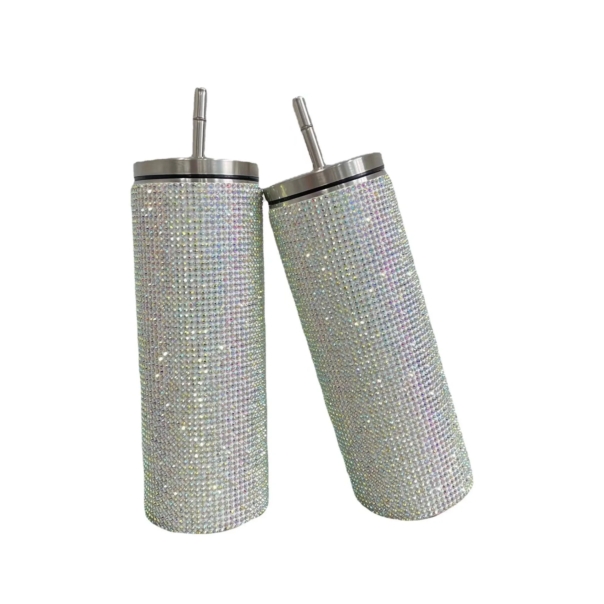 

Shining Diamond Thermos Bottles Stainless Steel Tumblers with Straw Portable Water Bottle Coffee Mug Girl Women Gift