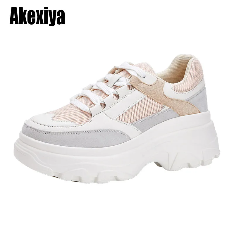 

Genuine Leather Sneakers Women Spring summer women's sneakers Chunky Shoes Breathable Leisure Shoes BC4007