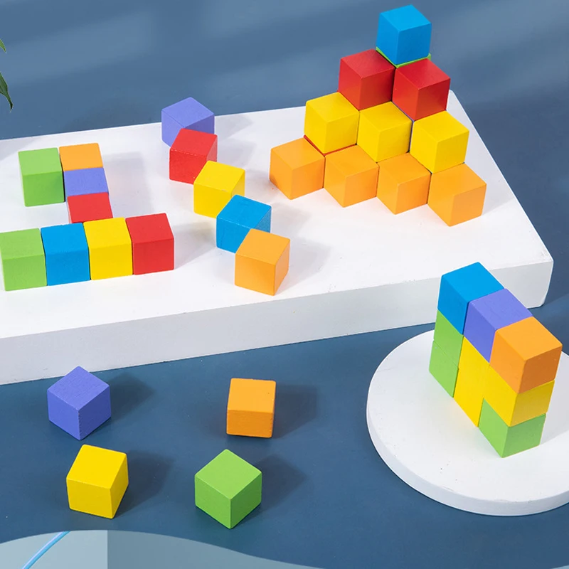 DIY Wooden Colorful Game Cubes Dice Block Toy Squares Building Blocks Sets Educational Wood Board Toys Gifts for Children 2X2CM | Игрушки и
