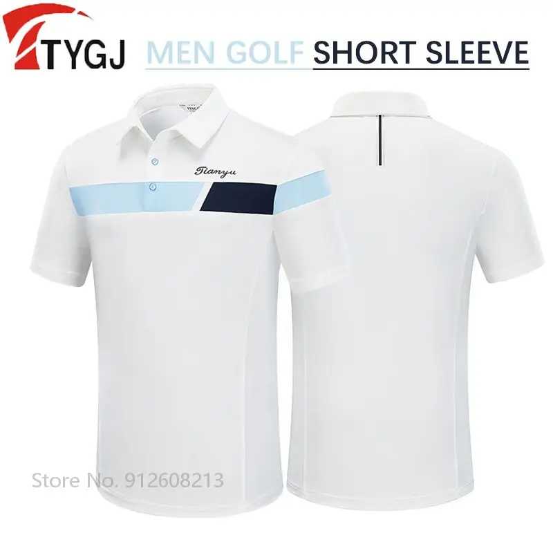 

TTYGJ Male Golf Polo T-shirts Dry Fit Casual Golf Shirts Men Short Sleeve Breathable Tops Summer Elastic Badminton Tees M-XXL