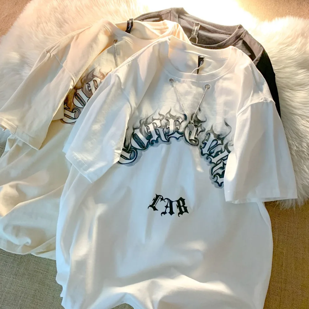 

Винтажные женские и мужские летние футболки, модные готические стильные уличные футболки с коротким рукавом и буквенным принтом, парные фу...