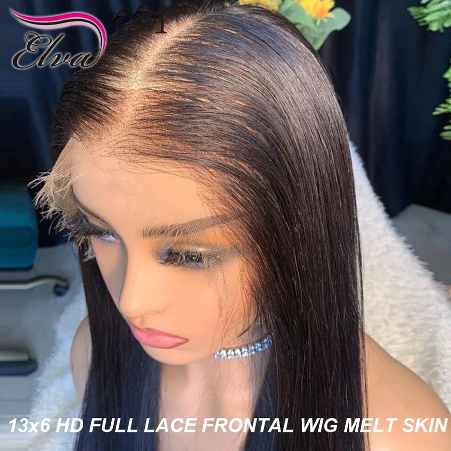13x4 13x6 HD Парик фронтальной части шнурка Прямые парики из натуральных волос