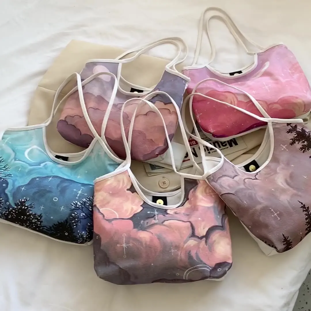 

Холщовая Сумка для женщин, вместительная сумочка на одно плечо с цветочным принтом для взрослых и женщин