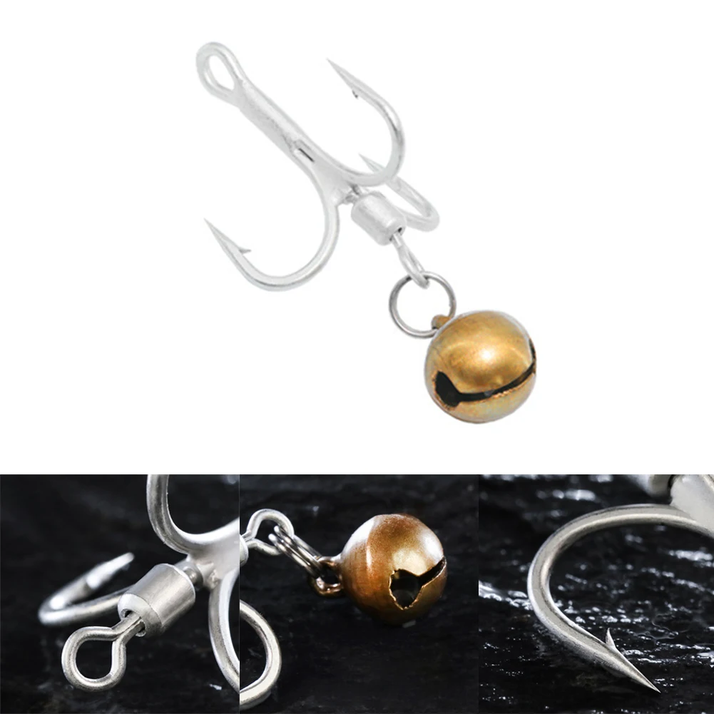 

5pcs/set Fishing Treble Hook With Bell Alarm Swivel Hooks 6# 8# High Carbon Steel Treble Spinner Bait Fishhook Tool New