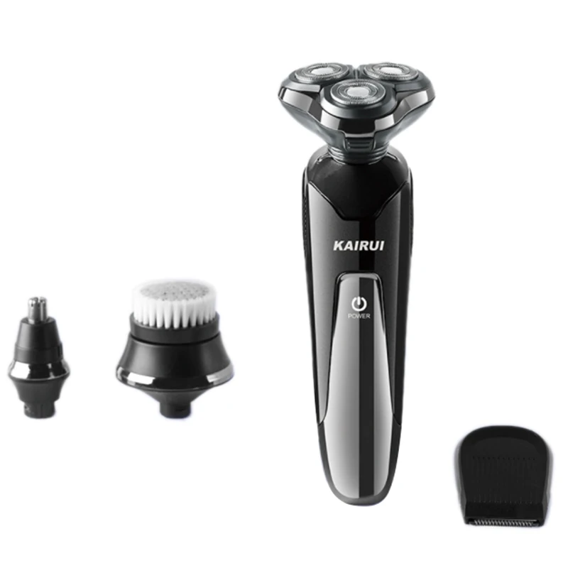 Elétricos para Lavagem de Corpo Kairui Flutuante Três-lâmina Cinco-em-um Barbeadores Inteiro Navalha Usb Recarregável Preto 4d