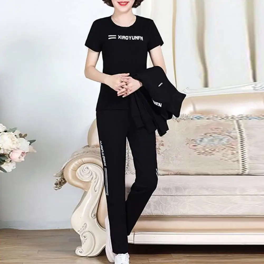 

Autumn Women Suit Stylish Mid-aged Women's Winter Tracksuit 3-piece Set with Cozy Coat Top Loose Pants Plus Size Soft Warm Lady