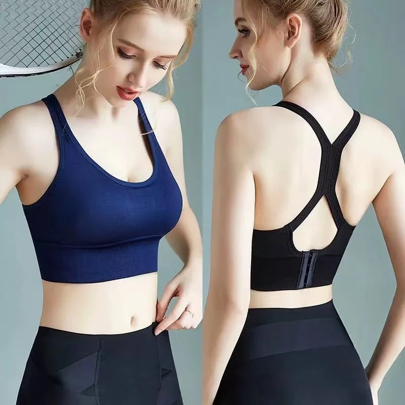 New Shock-Proof Gathered Sports Bra With Adjustable Buckle Beautiful Hollow Back Yoga Underwear Running Fitness Sports Bra