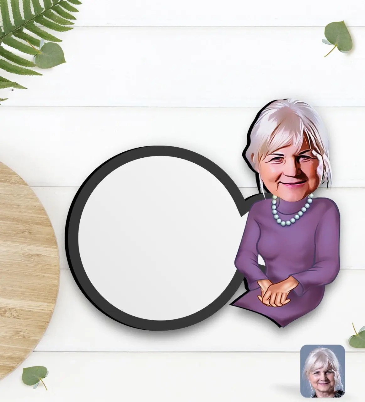 

Personalized Grandma Caricature Of Wood Cup Altlığı-1
