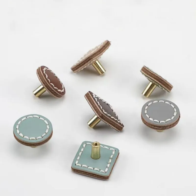 

Hand Stitched Color Leather Buckle Handle Cabinet Wardrobe Door Shoe Cabinet Bedside Cabinet Drawer Leather Door Handle Hardware