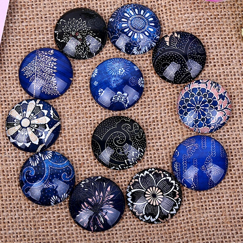

24pcs 12/14/16mm Retro Pattern Round Handmade Photo Glass Cabochons & Glass Dome Cover DIY Handmade Cabochon Beads
