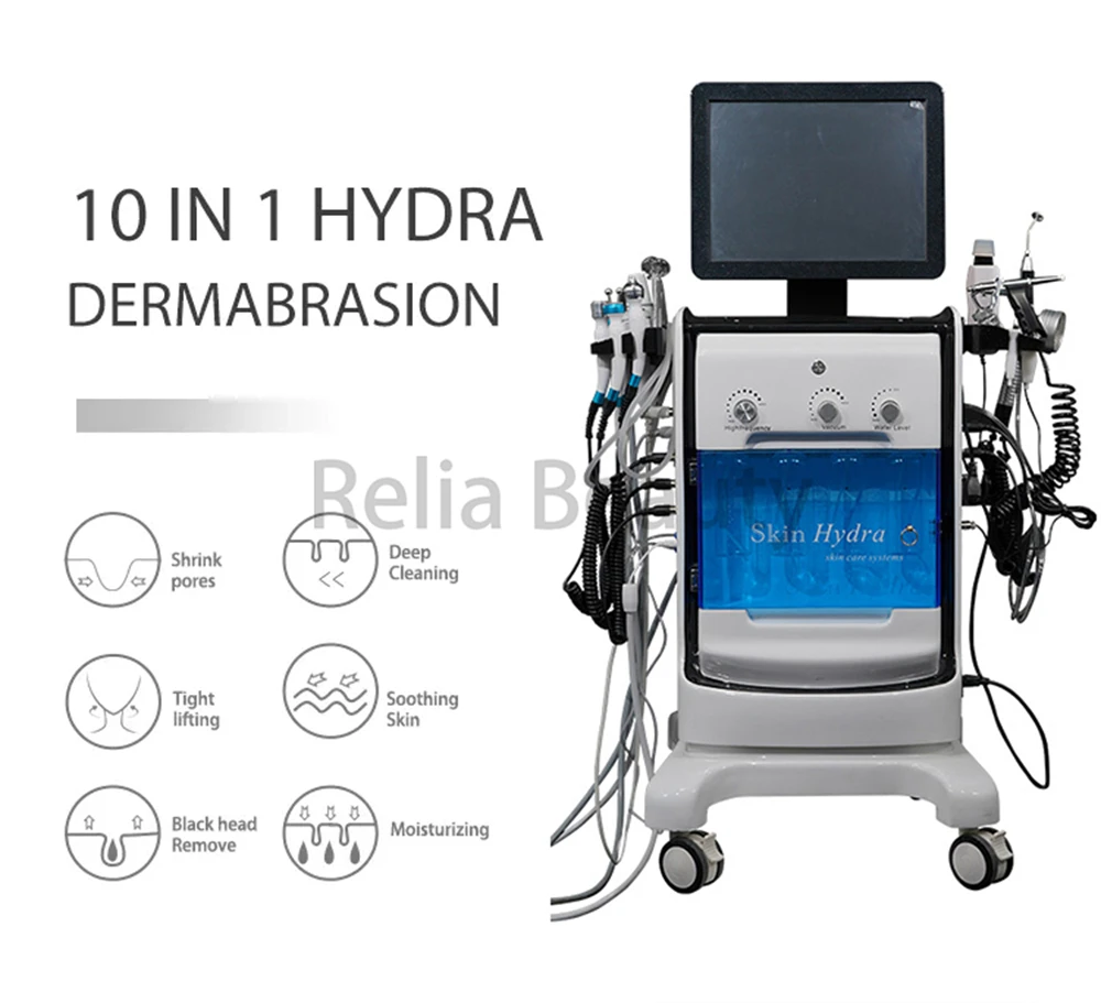 2022 10 in 1 Hydra beauty microdermabrasion Deep Clean Aqua peeling Anti-Aging skin care facial machine hydra handle oxygen jet