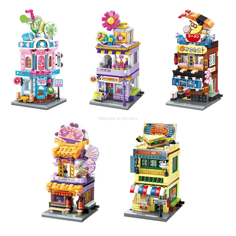 

Keeppley tide play block toys small particles assembled ornaments colorful street view building birthday gift third season set