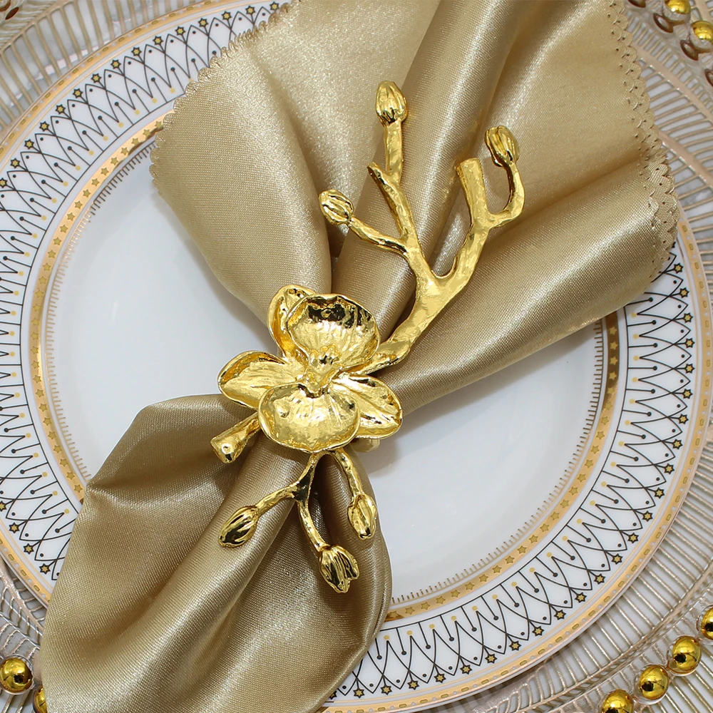 Кольца для салфеток Dvianna, цветок сливы, золото/серебро/розовое золото