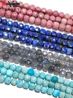 natural stone 4mm labradorite lapis lazuli amazonite handmade faceted cube loose beads for diy jewelry making bracelet necklace