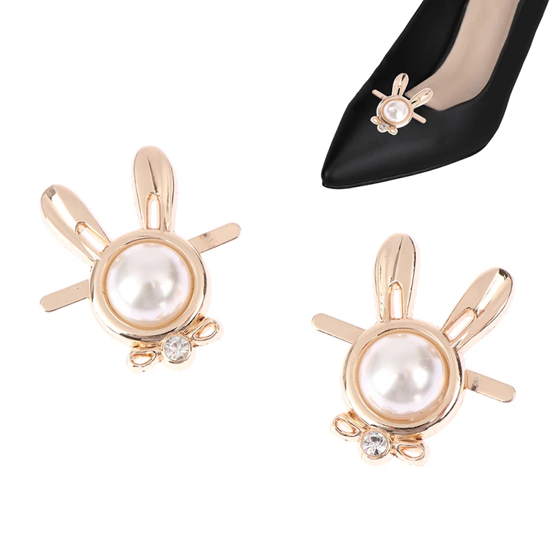 

1Pc Rabbit Head Shoe Clip Pearl Shoe Buckle Women High Heel Charms Buckle Lady Pumps Flat Shoes Decor Accessories