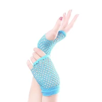 2022 summer women girls fashion neon candy color short gloves mittens fingerless half finger sexy hollow out mesh fishnet gloves