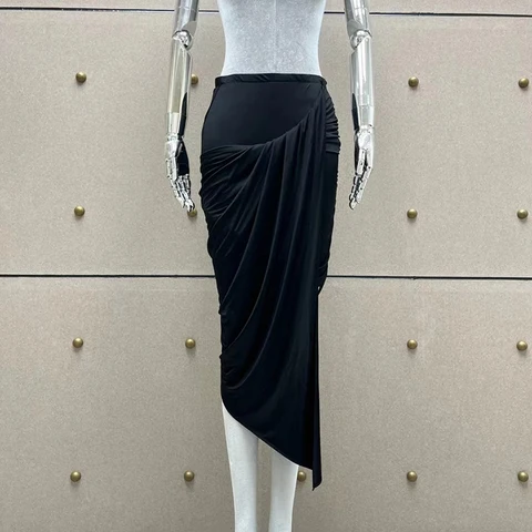 Новинка 2023, асимметричная плиссированная облегающая юбка, модные пикантные женские платья с баской, высокое качество, Корейская версия y2k