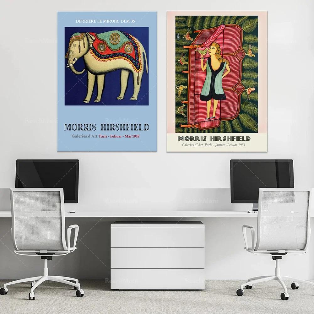 Плакат MORRIS HIRSHFIELD 1949 постер со слоном галерея 1951 художественный Девушка на диване