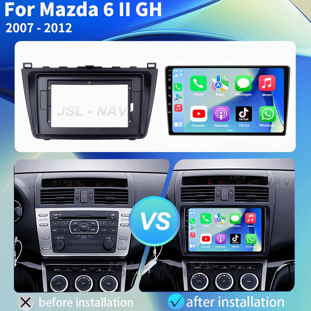 Фото Автомобильный радиоприемник Android 15 для Mazda 6 GH 2007 2008 2009 2010 2011 2012, беспроводной CarPlay, авторадио, мультимедиа, GPS, 4G, WIFI №1
