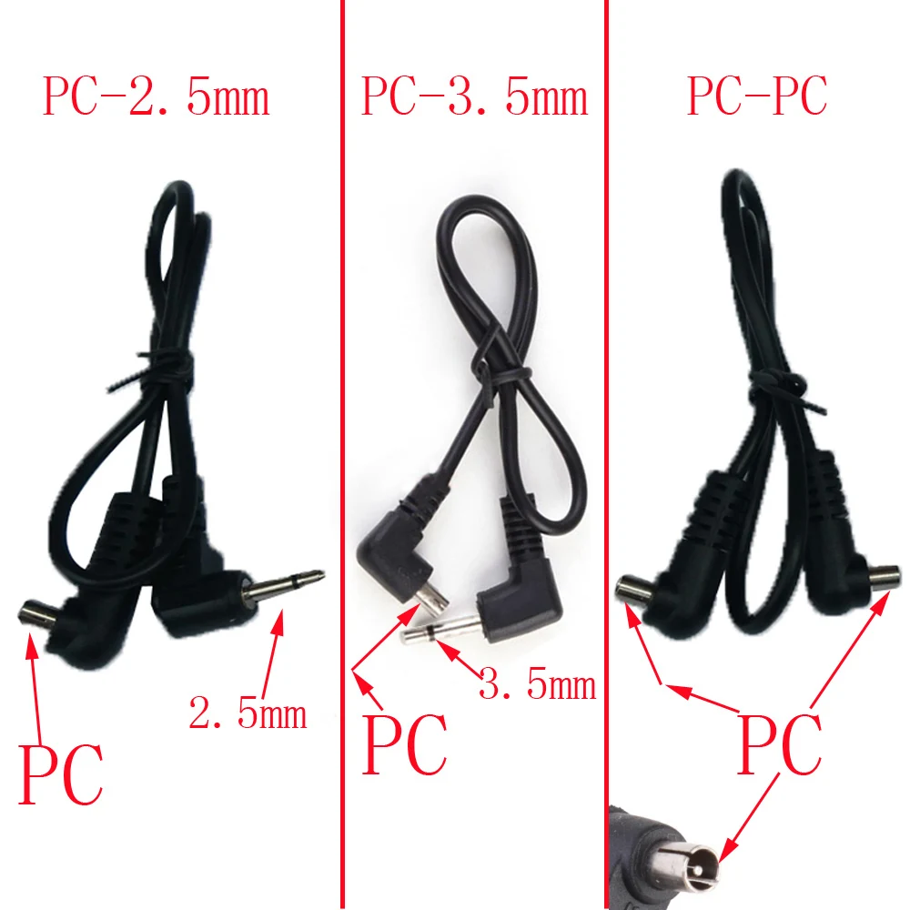 

10-100pcs PC-2.5mm PC-3.5mm PC-PC Cord Plug PC Sync Cables Jack for Male Flash Trigger Camera 30cm