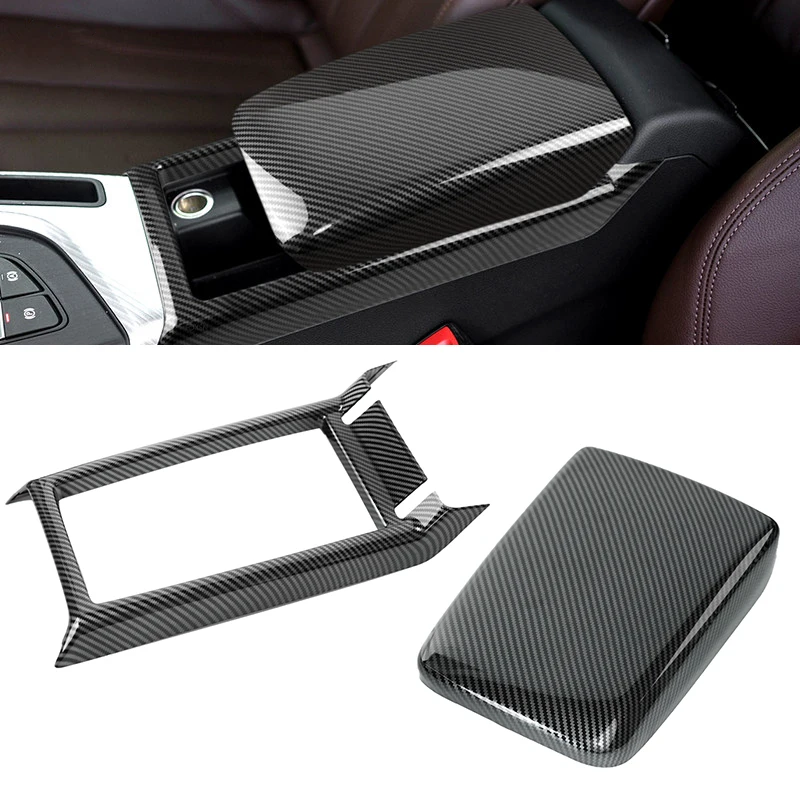 

For Audi A4 B9 A5 2017 2018 2019 2020 2021 Car Carbon Fiber Texture Center Console Lid Armrest Storage Box Cover Protective Trim