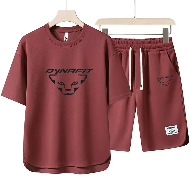 Summer New Men's 2-Piece T-shirt Tops+Shorts Set Fashion Printing Loose Harajuku Style Street Apparel Casual Golf Sportswear
