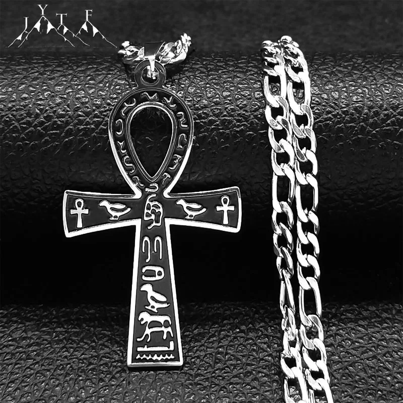 

Hip Hop Magical Ankh Pendant Egyptian Symbols Necklace For Women Men Stainless Steel Egypt Cross Necklaces Jewelry N3456S05