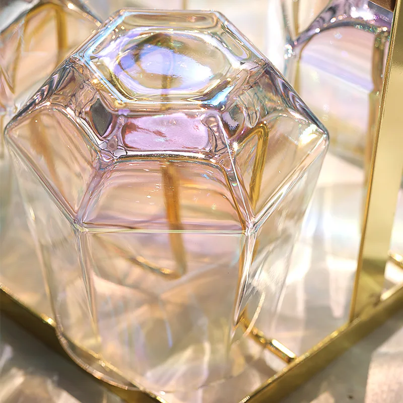 Стакан для воды виски 300 мл нескользящий кофе молока алмазный шестиугольный