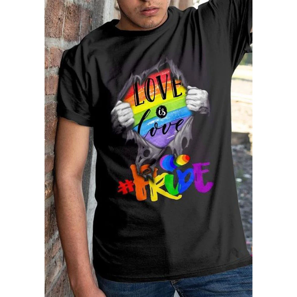

Мужская Повседневная модная футболка Badassdude с радужным принтом Love Is Love