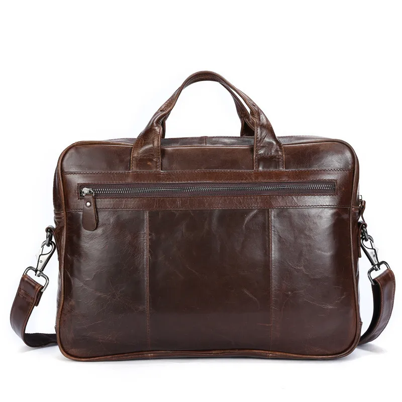 Vintage high-quality genuine leather men's large capacity briefcase business luxury real cowhide handbag laptop messenger bag