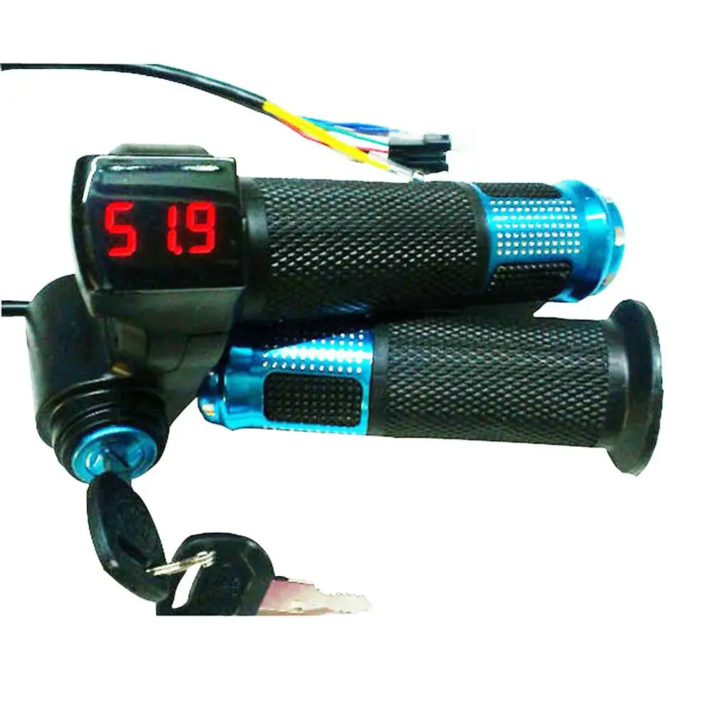 

YFASHION 1 Pair 12-84v E-bike Handlebar Grips Digital Display Speed Control Throttle For Electric Bike Scooter Tricycle