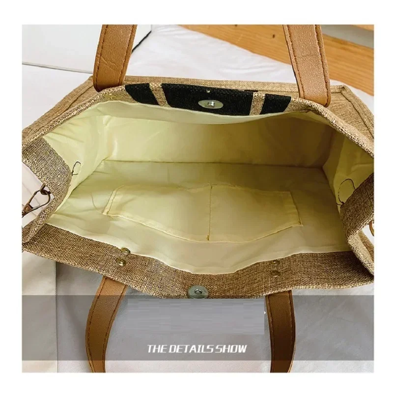 Хлопковая и льняная сумка большой вместимости новая весенняя через плечо