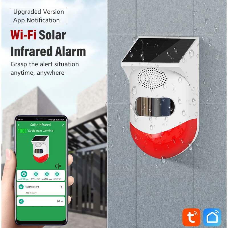 

Wireless RF433 Outdoor Rain-proof Solar Light Annunciator Human Body Induction Infrared Acousto-optic Alarm Lamp Anti-theft