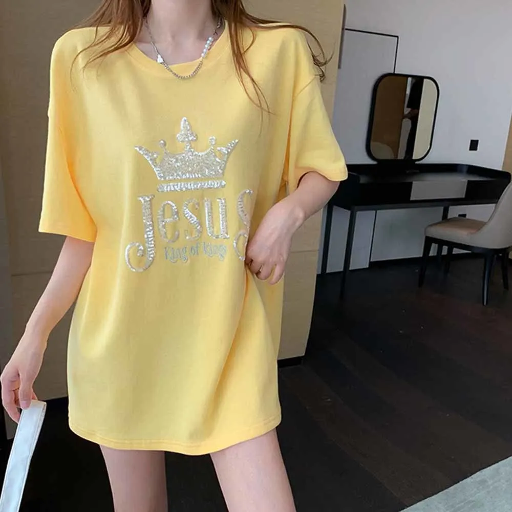 

Женская хлопковая Футболка с круглым вырезом, с буквенным принтом