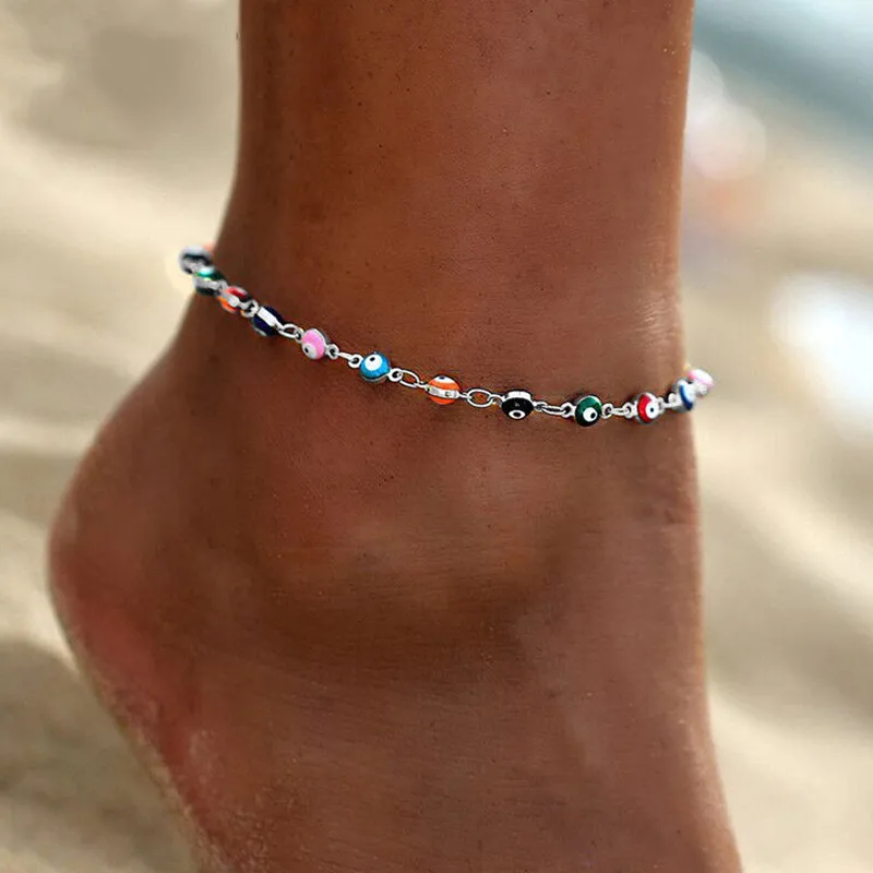 

Bohemian Turkish Eyes Beads Anklets For Women Evil Eye Pendant Anklet Bracelet Summer Ocean Beach Accessories Jewelry Gift 2022