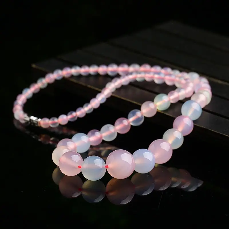 Ожерелье из агата халцедона натурального цвета цепочка с кристаллами башни