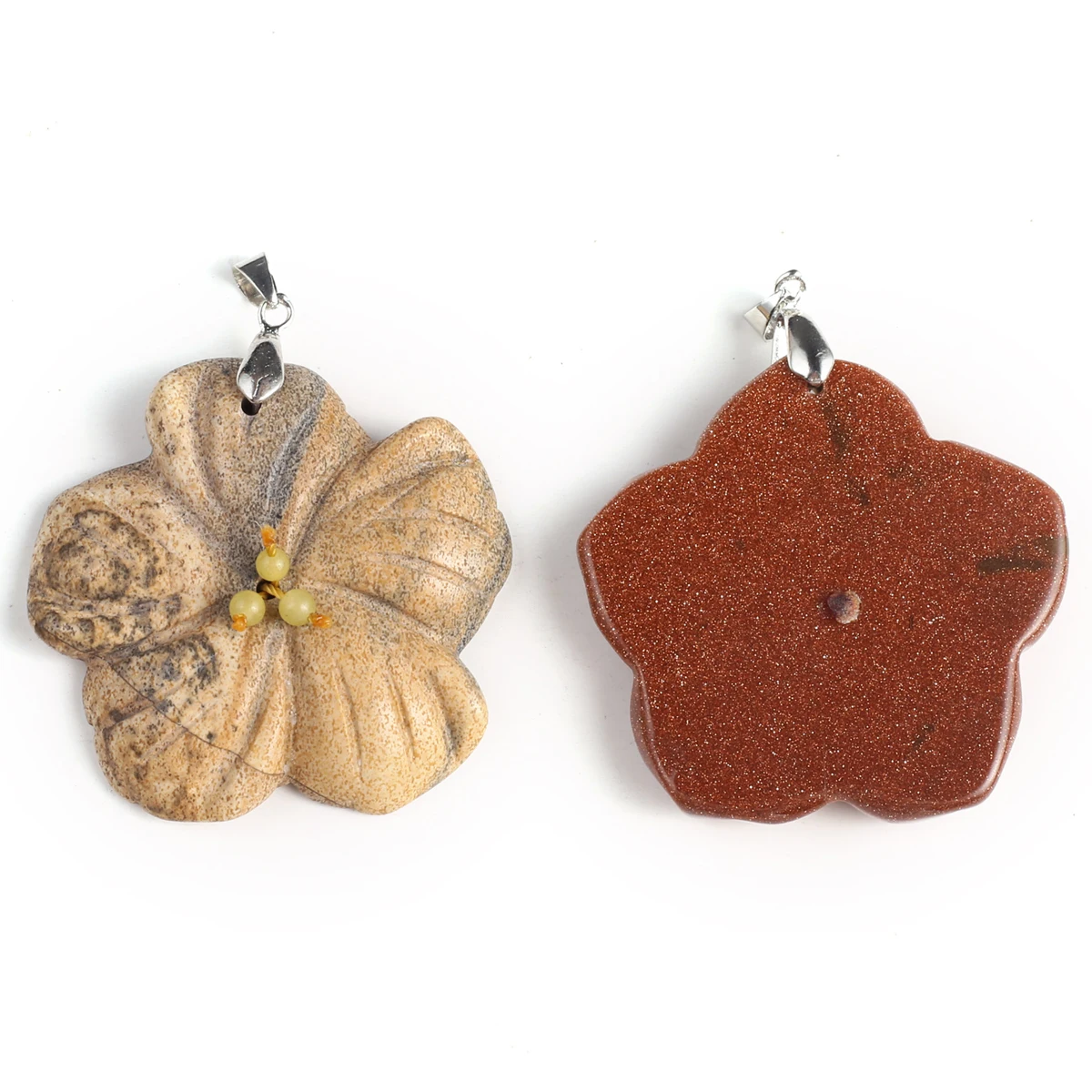 3pc Natural Stone Pendants Flower Shape Turquoise Black Agate for Jewelry Making Diy Women Necklace Earrings Crafts