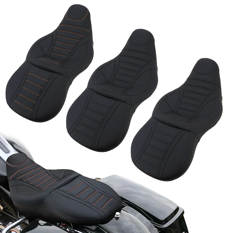 

Motorcycle Two Up Driver Front Rear Passenger Cushion Seat For Harley Touring CVO Street Glide Road King Special Classic 09-22