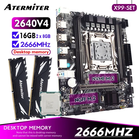 Комплект материнской платы Atermiter D4 DDR4 с процессором Xeon E5 2640 V4 LGA2011-3, 2 шт