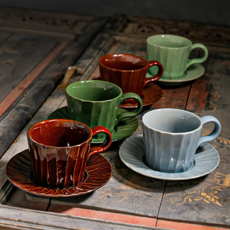 

Набор японских кофейных чашек в стиле ретро, изысканные неровности, керамическая Роскошная кружка, домашние чайные кружки, Xicara Cafe креативна...