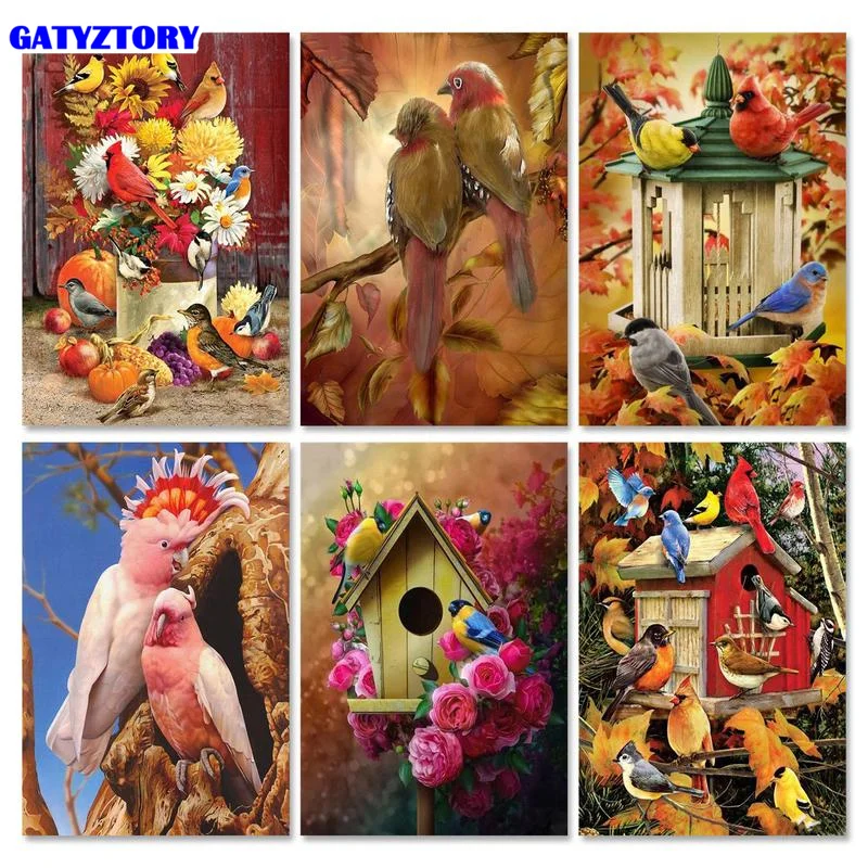 

GATYZTORY Frame Birds Diy Painting By Numbers Animal Acrylic Paint By Numbers Modern Coloring By Numbers Artwork Gift For Home D