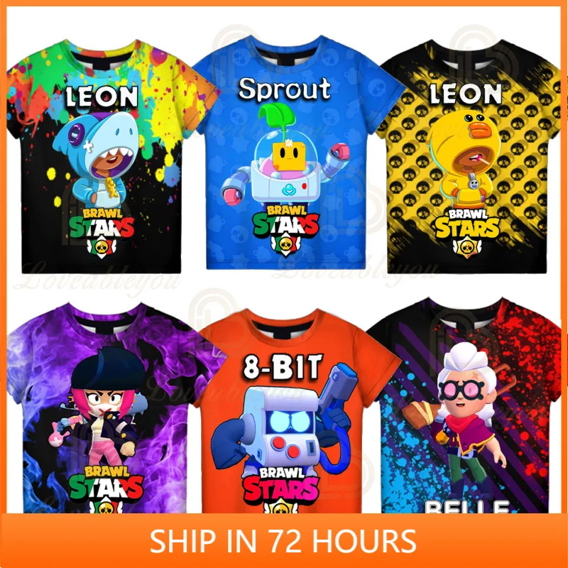 

BUZZ Bravo Short Sleeve Tops Teen Clothes Leon Children's Wear Kids T-shirts Star Game 3d Sandy MAX Boys Girls Cute Shirts